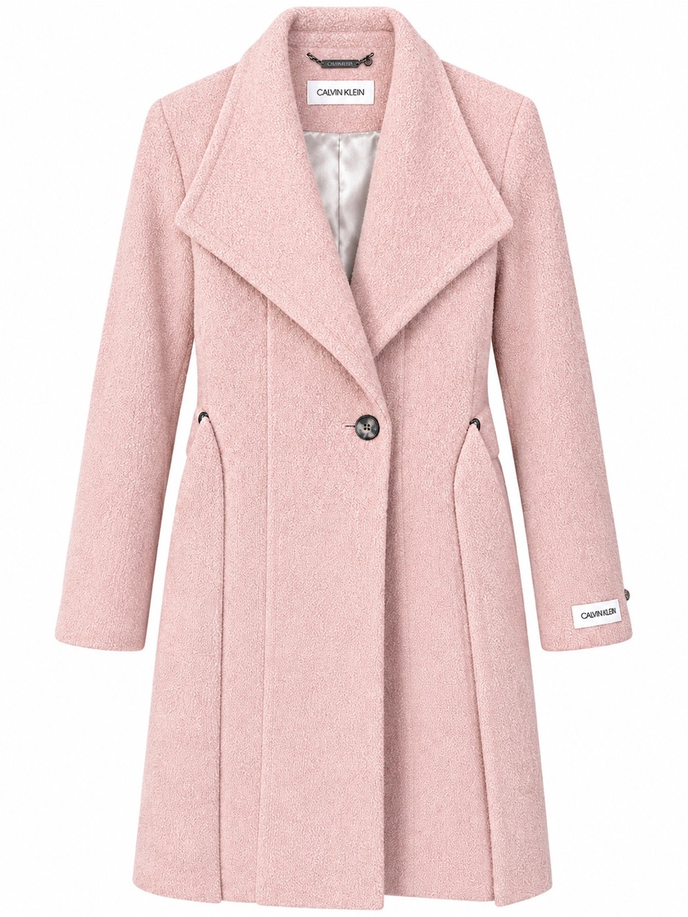 Calvin Klein Blush Pink Wool-Blend Single-Button Trench Coat
